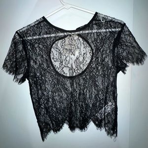 Black lace mesh top